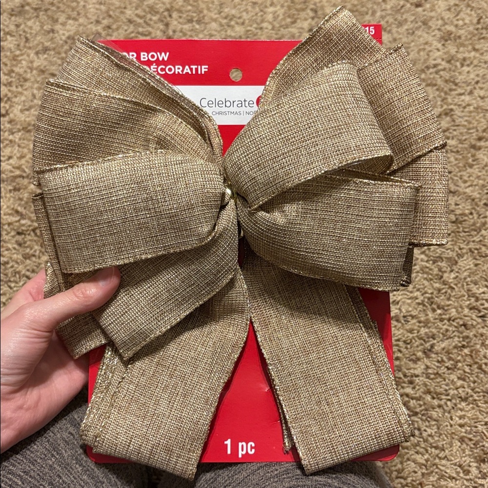 Celebrate It gold and mesh Decorative Bow
